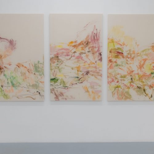 Después del silencio 14, 15, 16, 2025 
150 × 90 cm (each) 
Acrylic and ink on canvas 
Price upon request