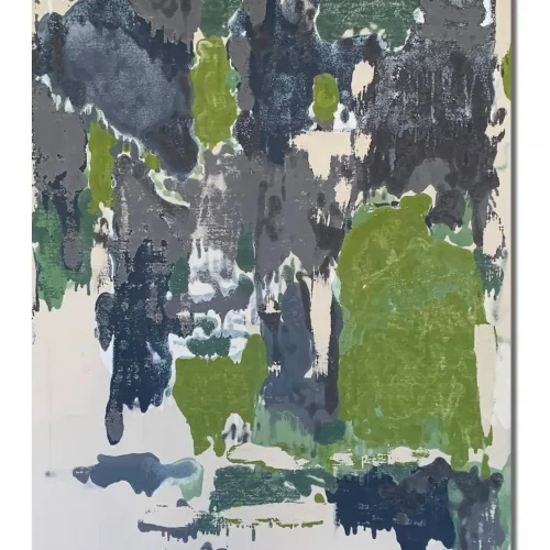 A Review of the Rocks and the Trees, 2023 
122 x 101 cm 
Stained spray paint on raw canvas 
Price upon request