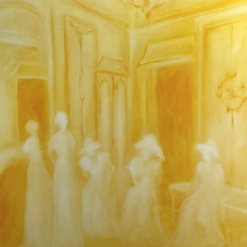 la mode, 2025 
20 x 25 cm 
Oil inside antique wooden frame 
Price upon request